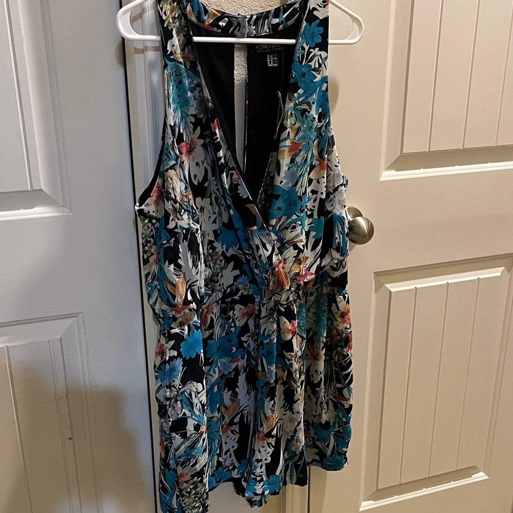Forever 21 Black Multicolor Floral Jumpsuit